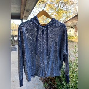 Anthropologie Navy Sequin Hoodie NWT size M